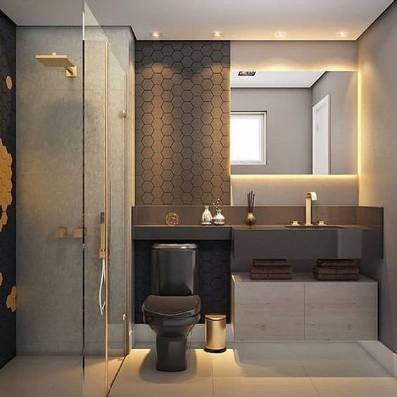 Banheiro pequeno simples Moderno