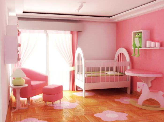 Quarto de bebê simples Rosa