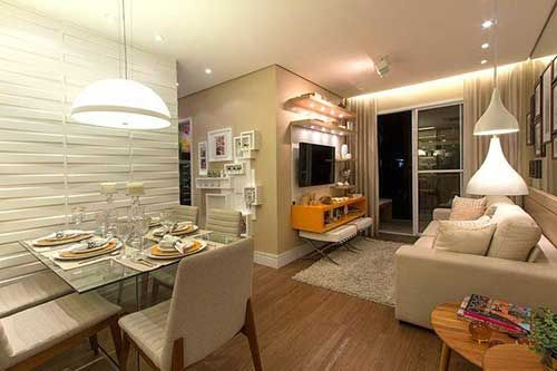 Sala de estar e jantar integrada Apartamento Pequeno