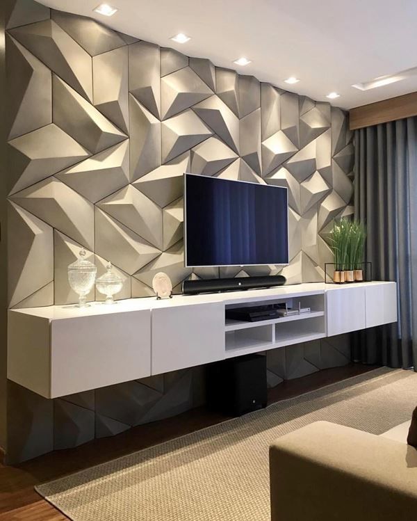 Sala decorada com papel de parede 3D