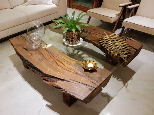 Mesa de centro madeira Com vidro