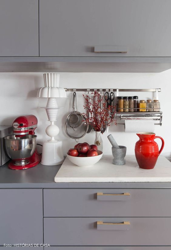 Objetos de decoração para cozinha Vermelho