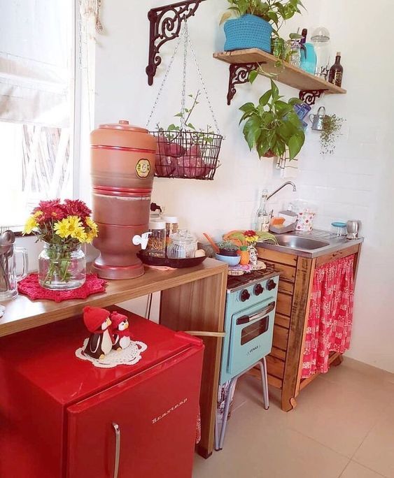 Objetos de decoração para cozinha Vermelho