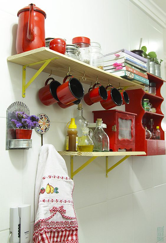 Objetos de decoração para cozinha Vermelho