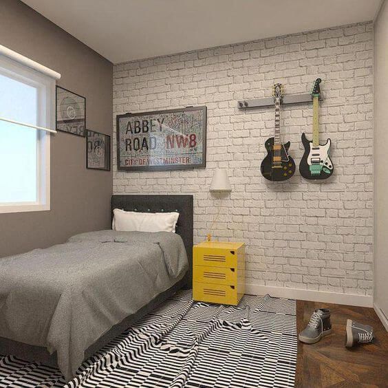 Quarto de casal simples decorado Masculino Jovem