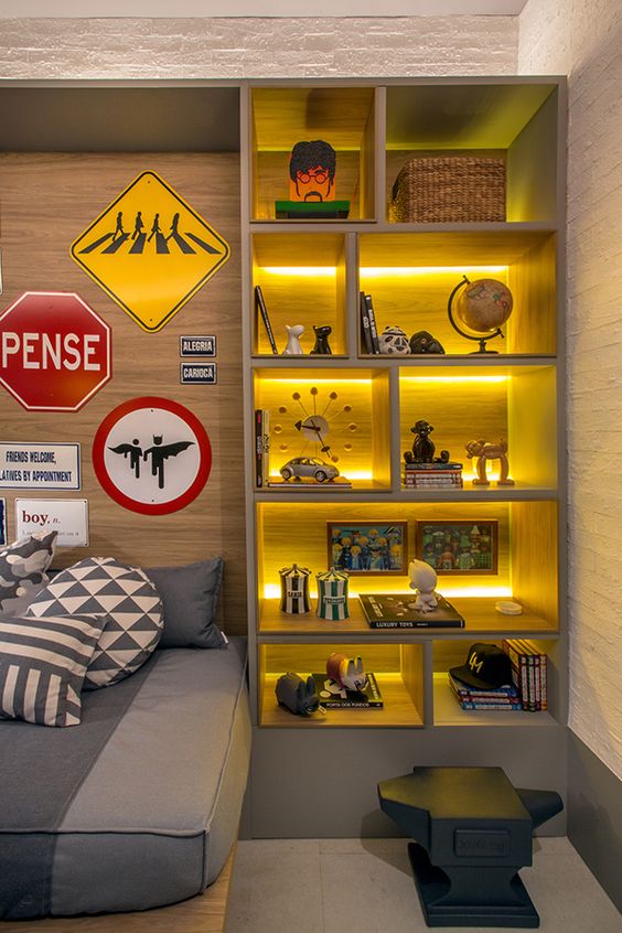 Quarto de casal simples decorado Masculino Jovem