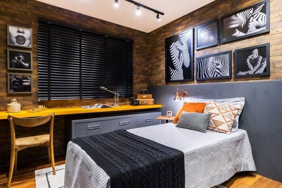 Quarto de casal simples decorado Masculino Jovem