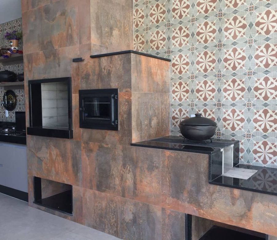 Foto de revestimento para churrasqueira