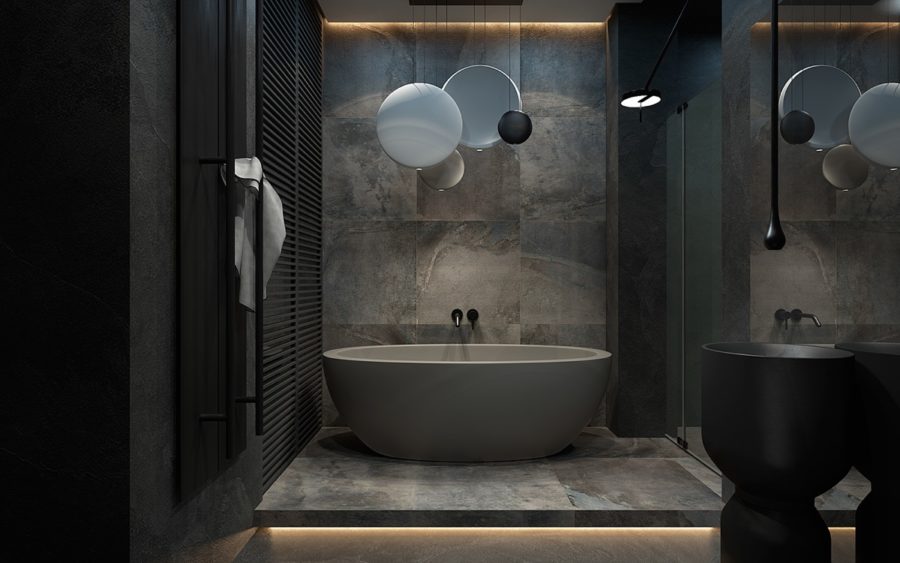 Banheiro de Luxo Cinza