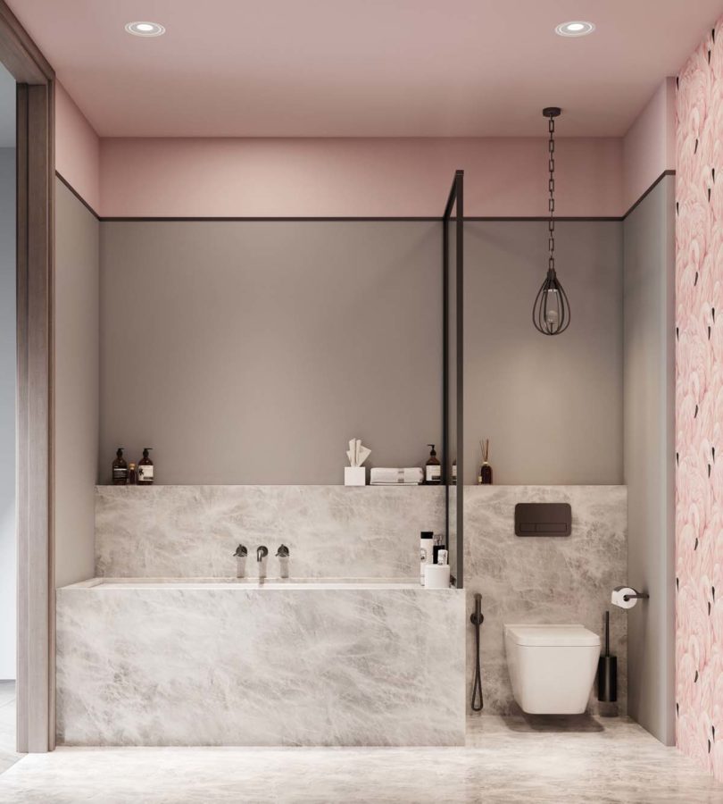 Banheiro Rosa E cinza