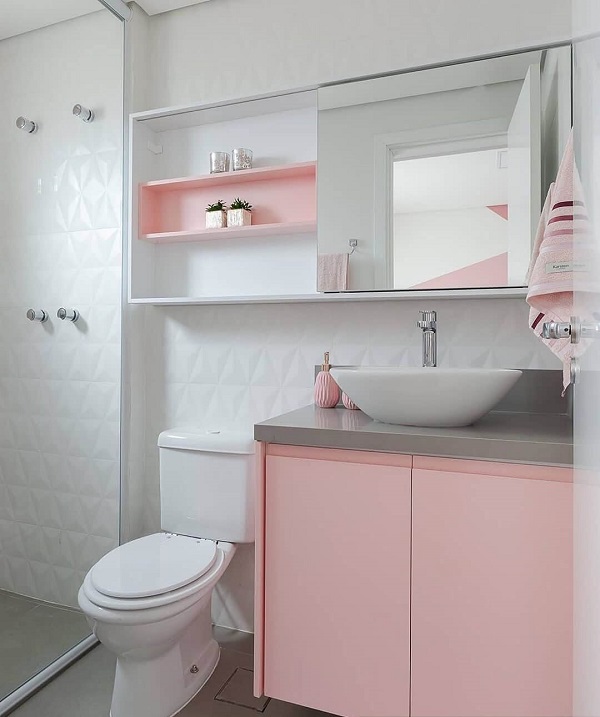 Banheiro Rosa E cinza