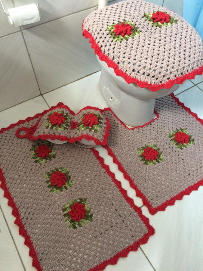 Banheiro vermelho Crochê