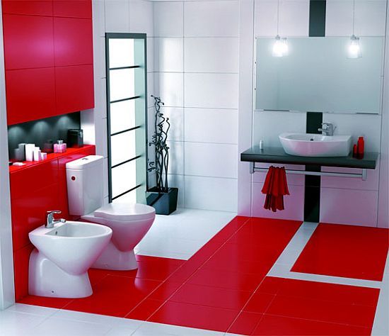 Banheiro vermelho Piso